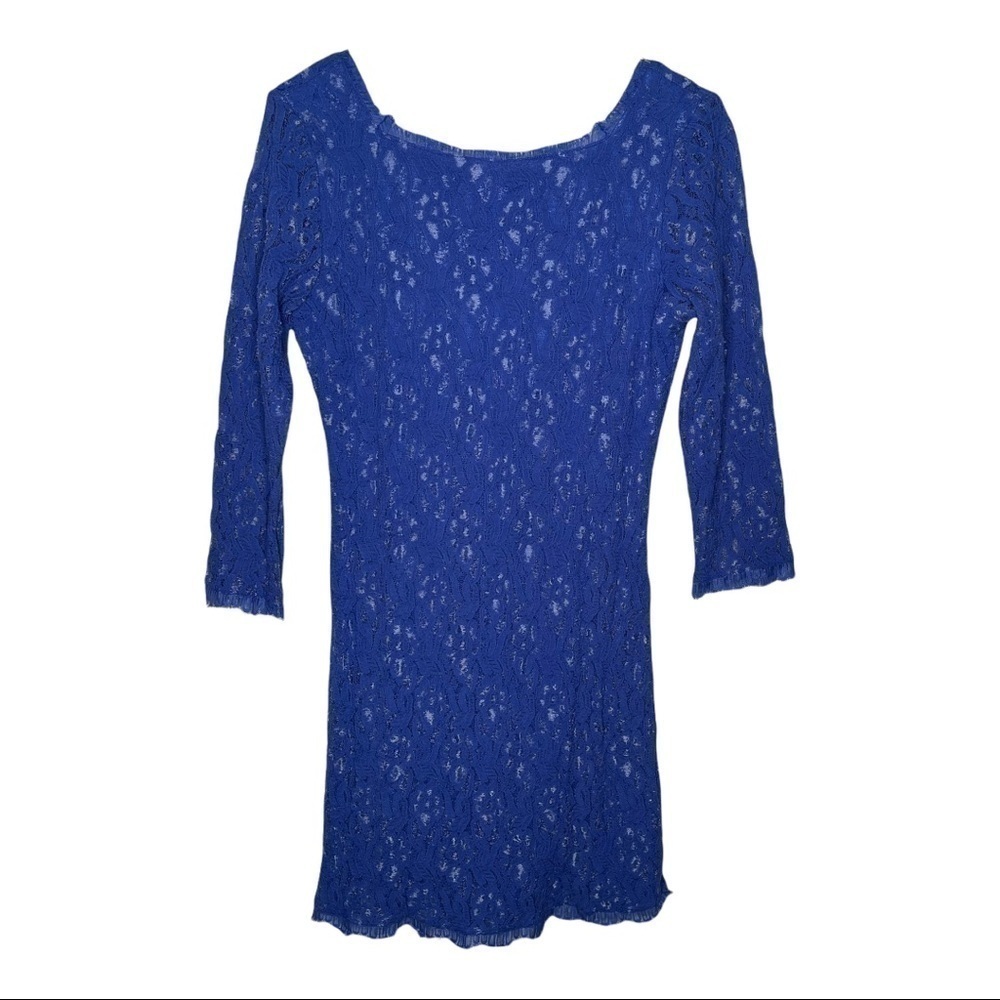 Red Saks Fifth Avenue Blue Full Lace Dress Medium